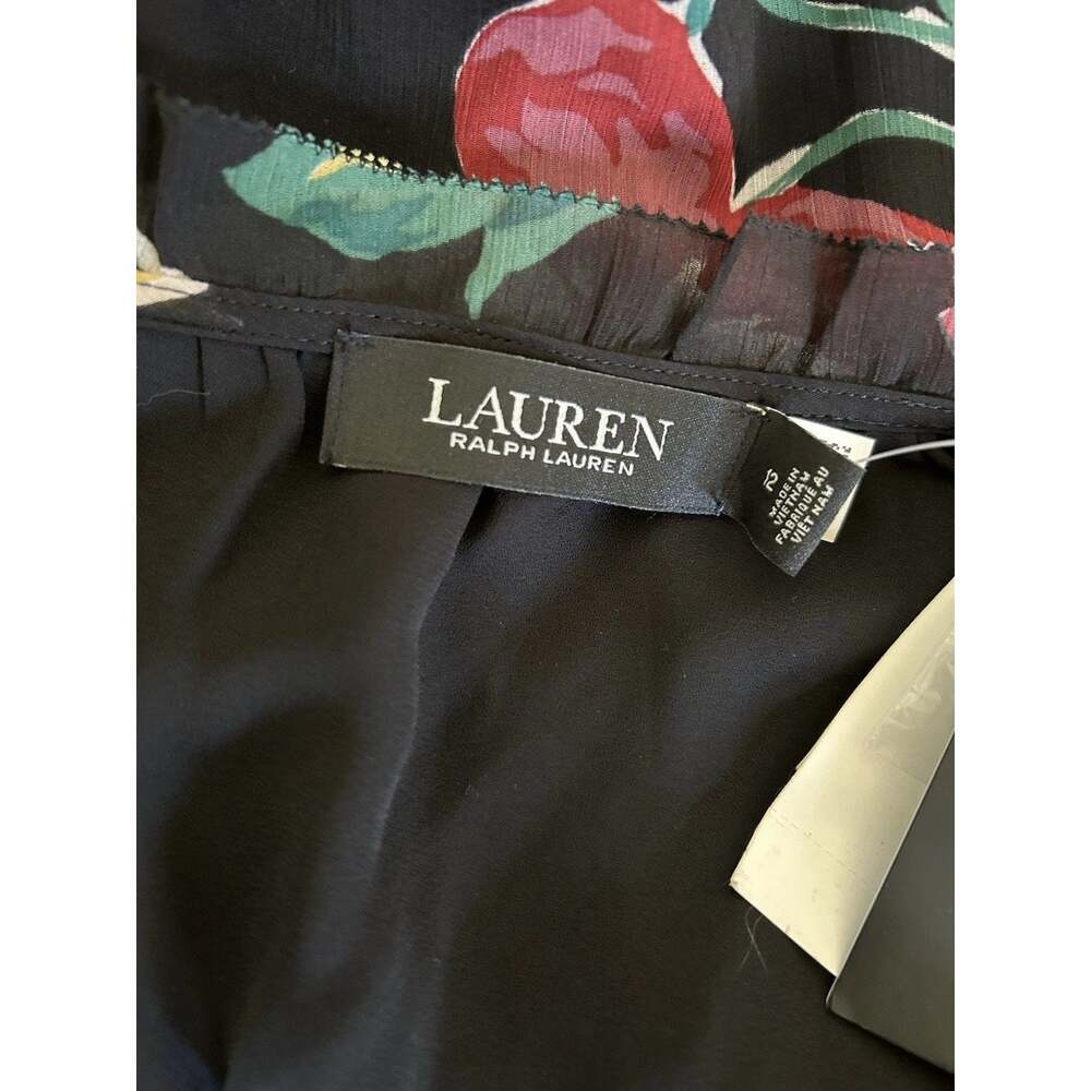 Lauren Ralph Lauren Floral Georgette Dress 12 NWT Tiered Ruffle Black Multi NEW - Picture 14 of 14